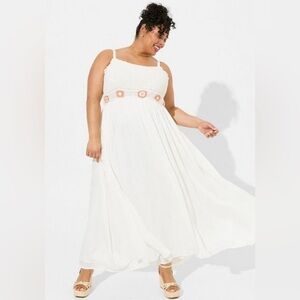 TORRID Maxi Crochet Detail Trapeze Dress GRANNY SQUARE CROCHET SIZE large 00X